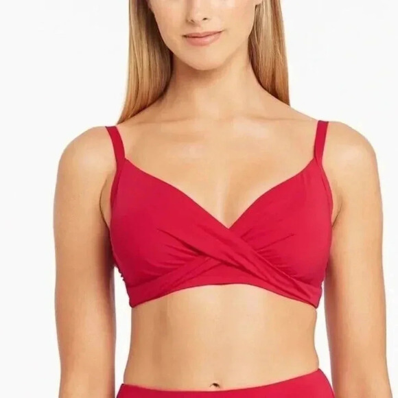 Sea Level Messina Twist Front Bra Bikini Swimsuit Top Size US 4 Red DD/E Cup - Picture 1 of 12